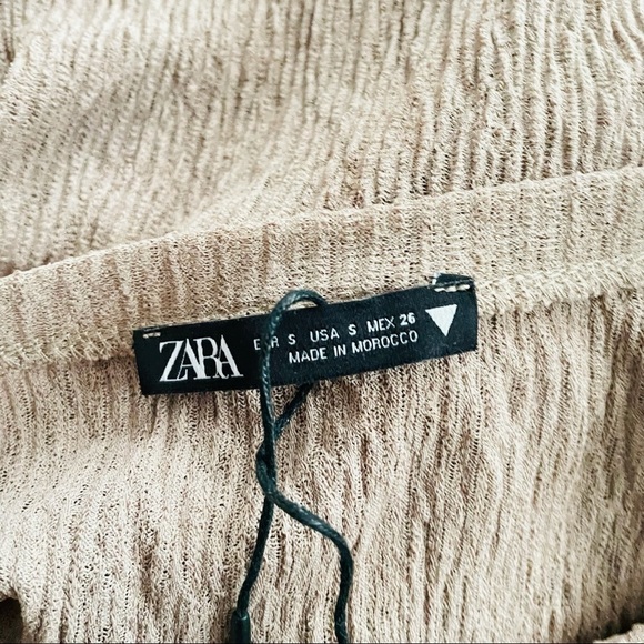 Zara tan puff sleeve top size small - Picture 5 of 5